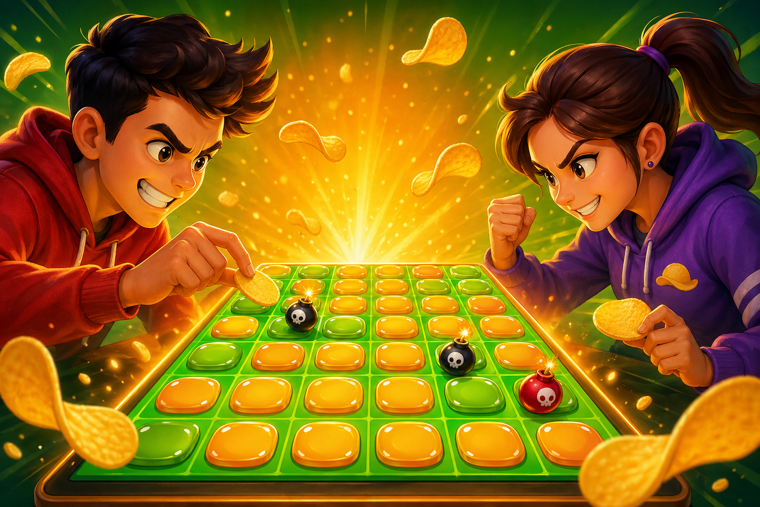 Two players facing off in Boom Bites